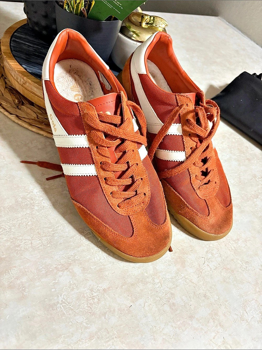 Gola Harrier Suede Sneakers Orange & White